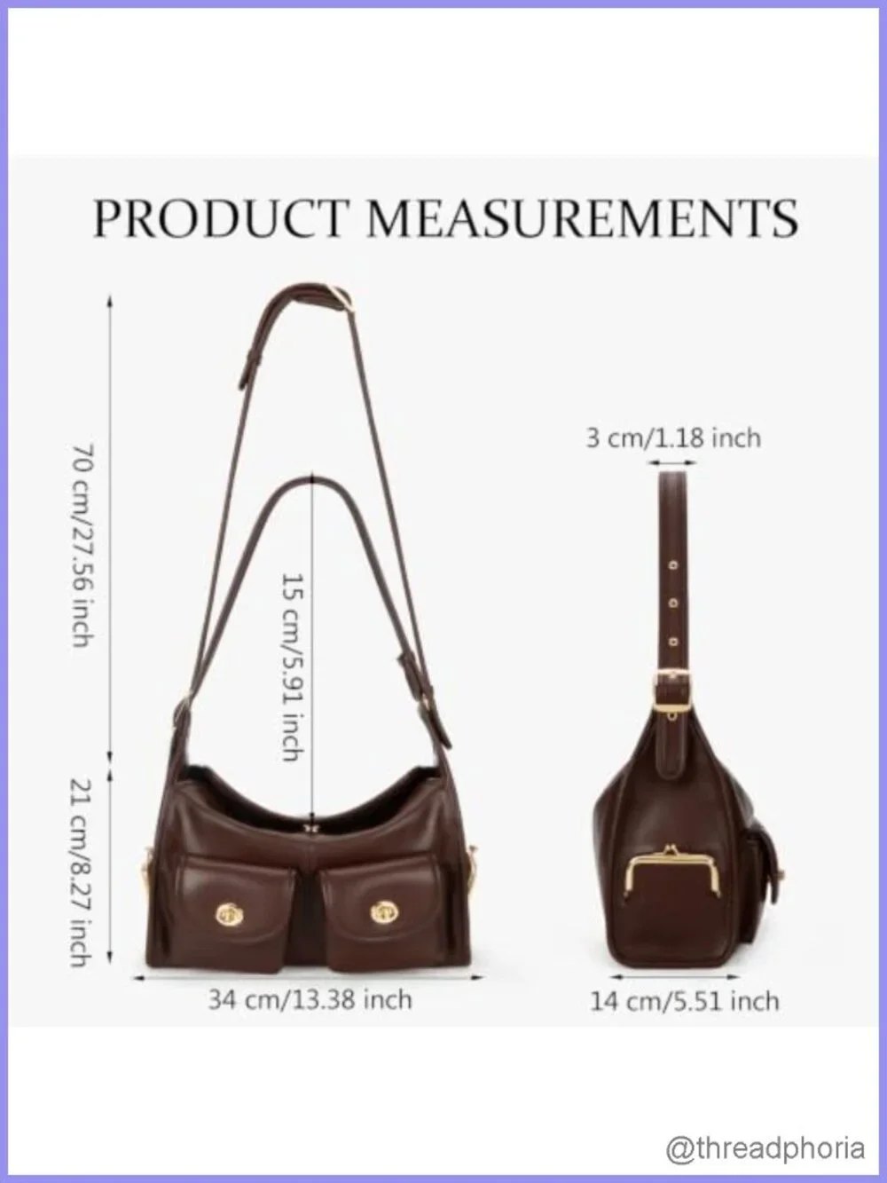 Turn Lock Hobo Bag Women Multi-Pocket Tote Crossbody Faux Leather Work Purse